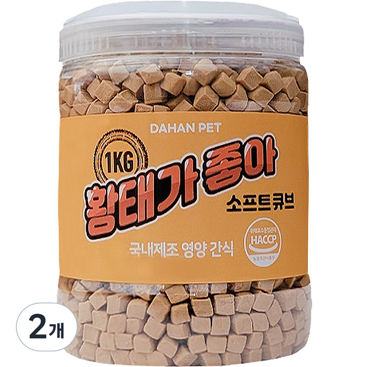 다한 노즈워크 훈련용 강아지 간식 져키 1kg, 황태, 2개