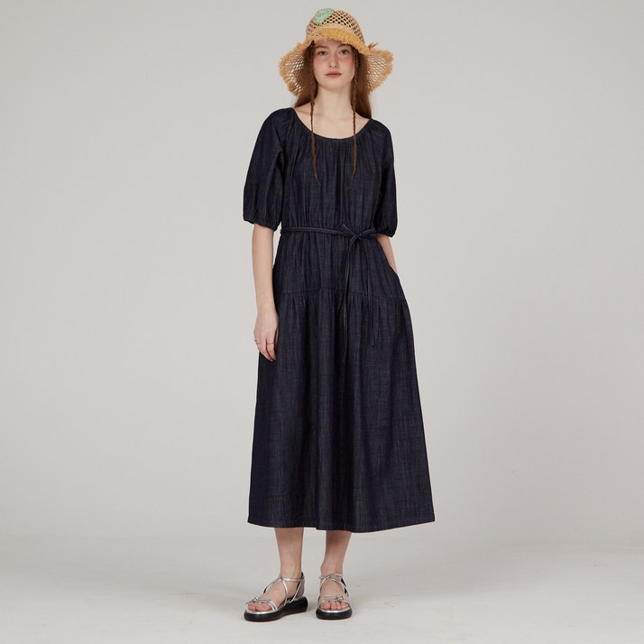 쥬시쥬디 페미닌 셔링 데님 원피스 JYOP325I