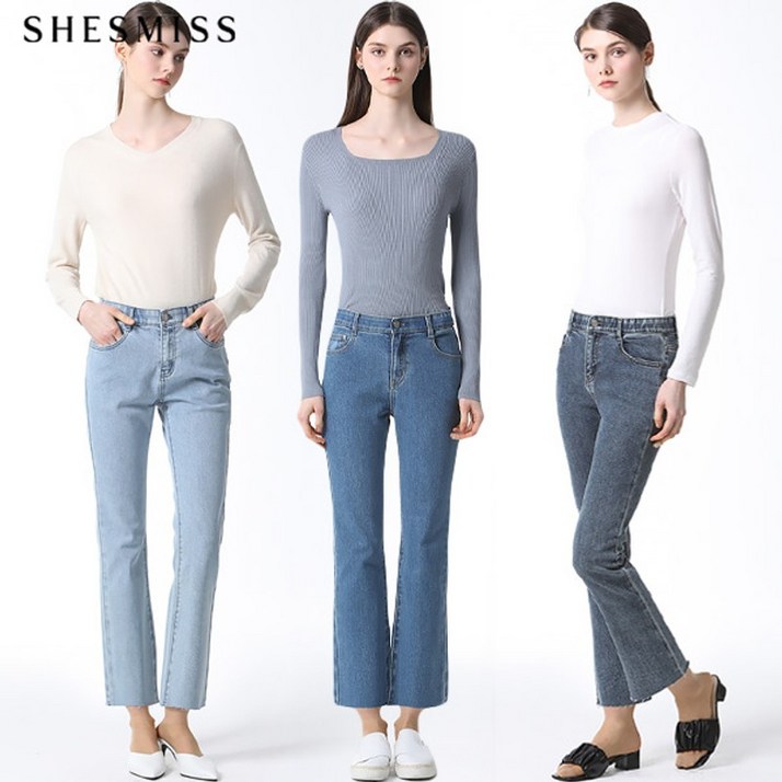 쉬즈미스 컷팅 워싱 데님 팬츠  택가격  138000원