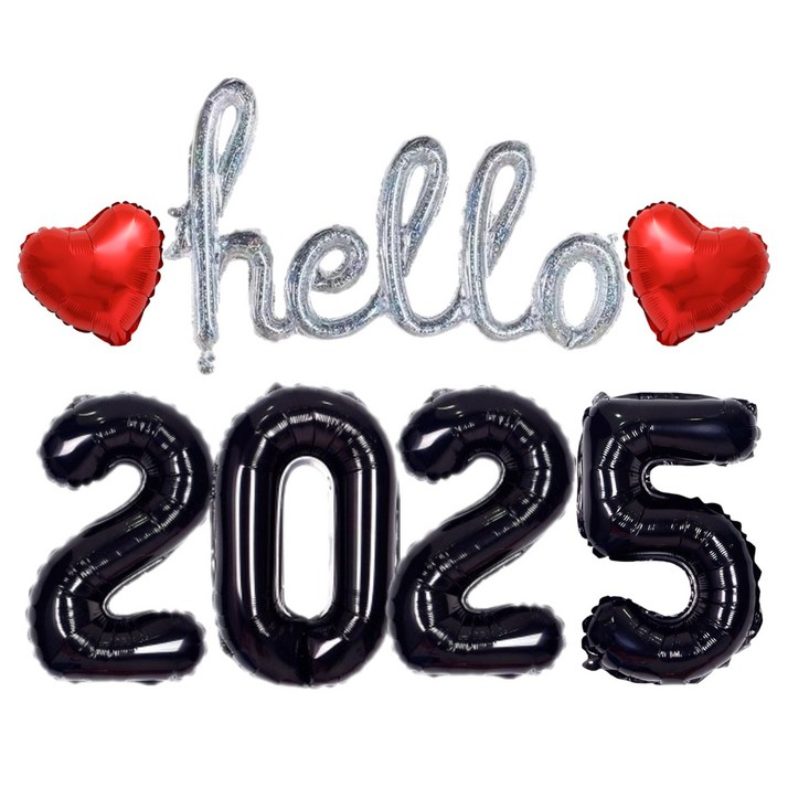 헬로 Hello 2025 새해 풍선세트 신년 파티 용품, 1개