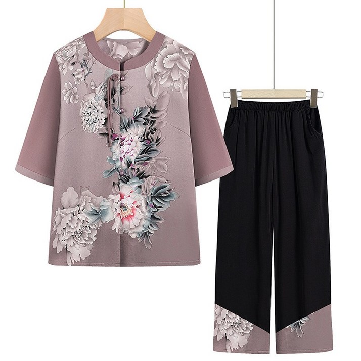 여름 쉬폰 블라우스 가디건 세트 60대 70대 어머니 할머니 편안한 트렌디 패션 비보뉴