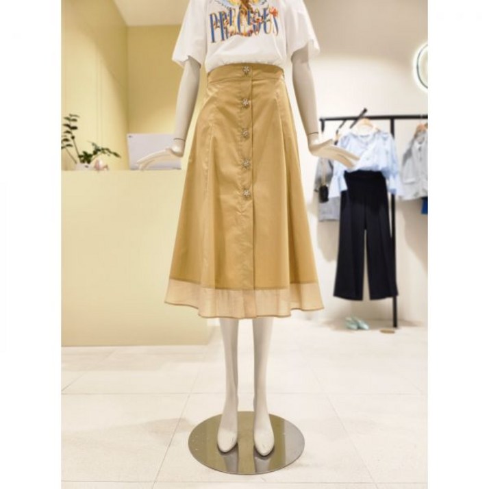 백화점 [DEWL] 듀엘 쉬폰 배색 롱 플레어 스커트 L251PSD007 아울렛