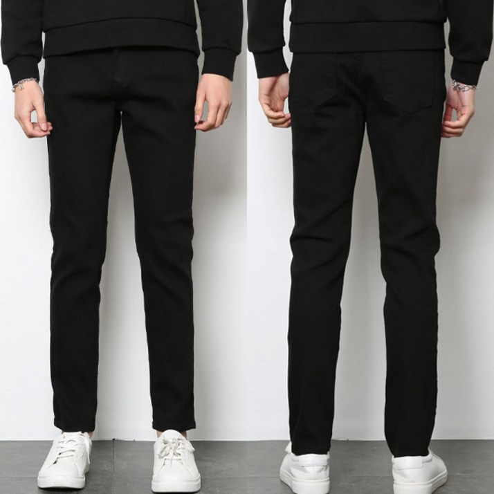 남성청바지 빅사이즈 S~4XL 스터드 슬림 스판 블랙진