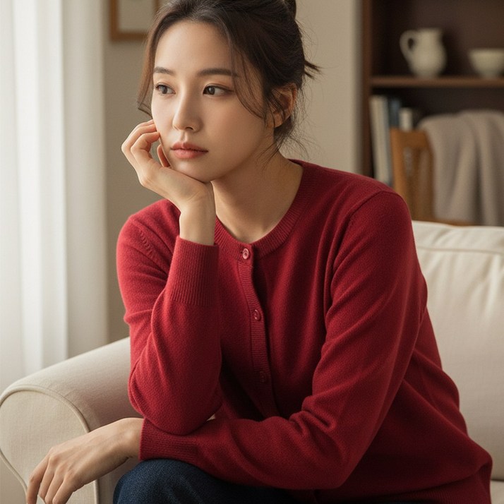 루타미 울100% 클래식 라운드 가디건