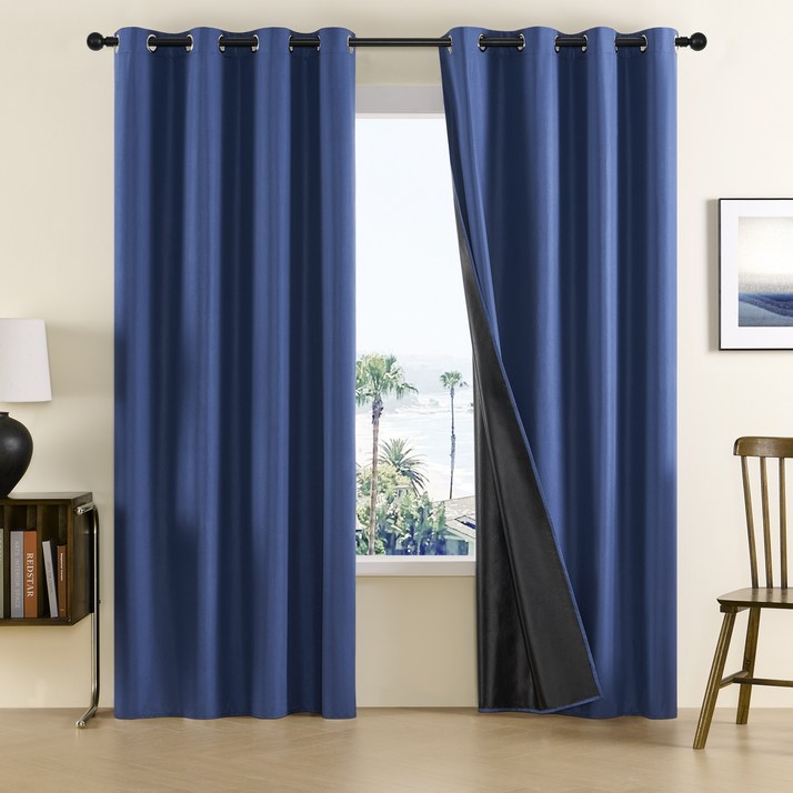 2p 세트 SengsoHome 99.99% 빛차단 방풍 단열 아일렛 암막 커튼 거실 커텐