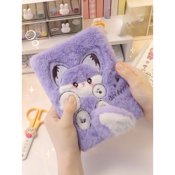 퍼다이어리 털뭉치 공책 선물 귀여운 뽀송 여우 봉제 토끼