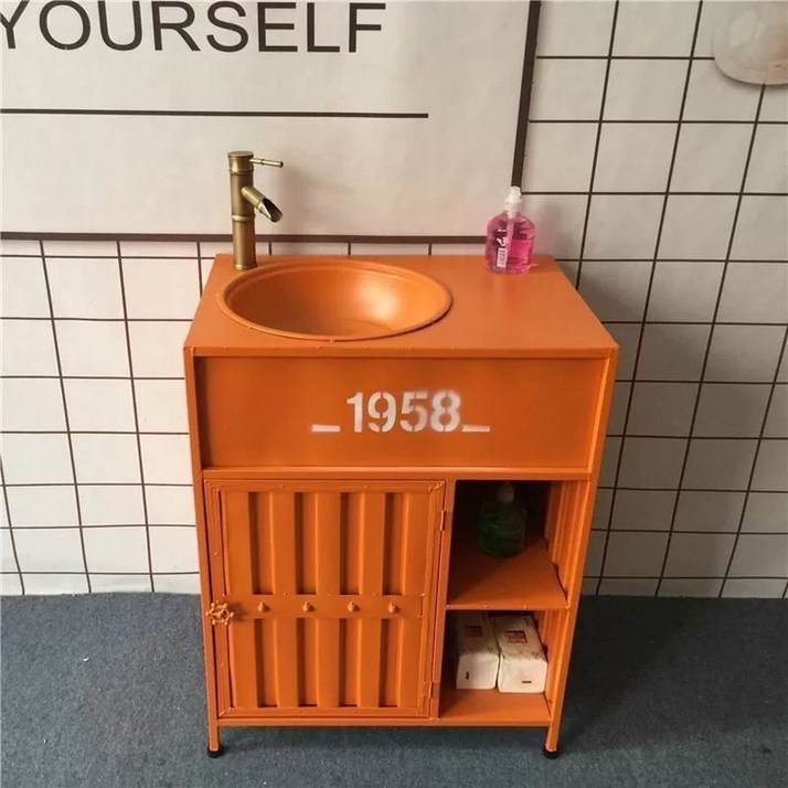 레트로 철제 세면대 펜션 세면기 캐비닛 미용실 식당