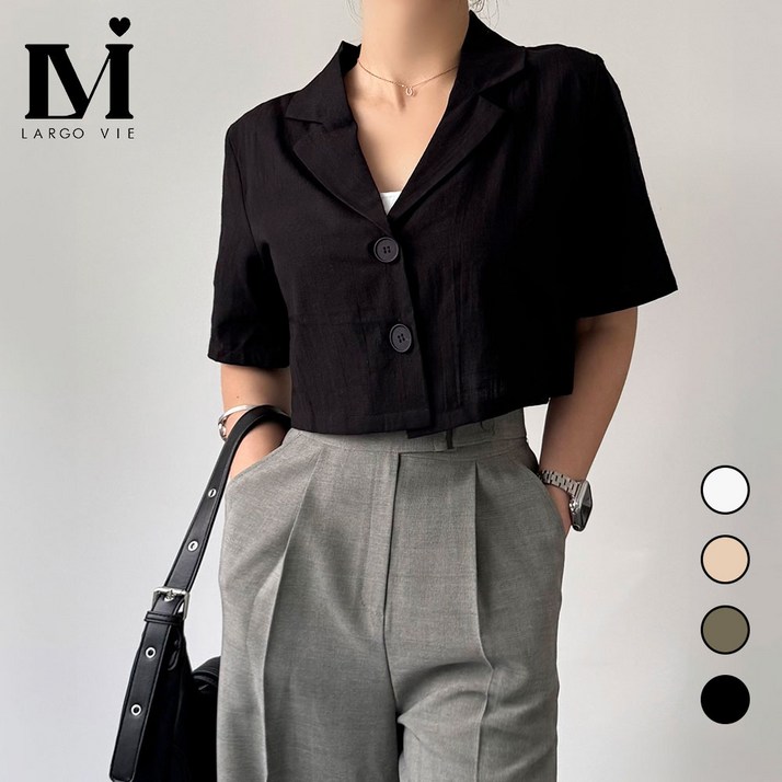 라르고비에 테일러드 카라 여름 크롭 셔츠 투버튼 자켓