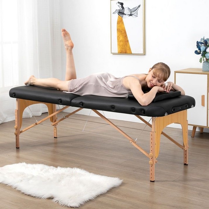 접이식 마사지 베드 휴대용 피부관리 베드 원목 미용 스파 안마 매트 침대   피부미용 피부관리 피부샵 안마 경락 침대 베드