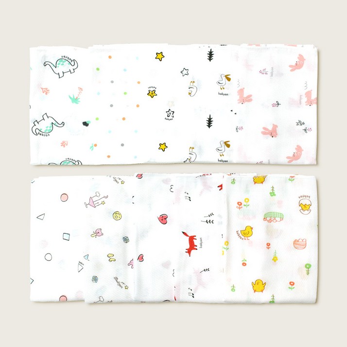 베이비앙 순면 나염 아기 가제 엠보손수건 10장혼합가능당일순면 10장혼합가능당일출고