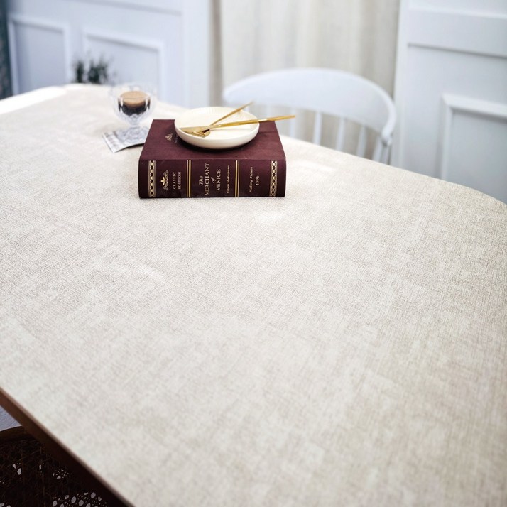 쉼집사 식탁 테이블매트 방수 가죽 양면 식탁보 책상 데스크 깔개 매트 유리대용, 오트밀 아이보리, 80cm/140cm, 1개