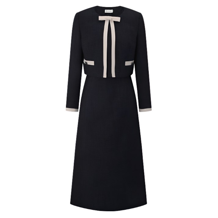 ❲매장정품❳ 잇미샤 결혼식 원피스 단정한 컬러 블록 자켓 세트 ITP9WOP75A 하객 오피스 룩