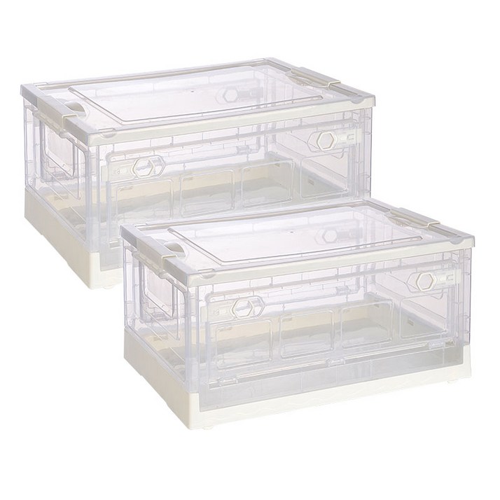 소하임 오픈형 접이식 리빙박스 투명 2개 세트