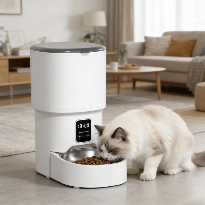 HULULU 대용량 4L 타이머 설정 건식사료 전용 강아지 고양이반려동물 자동 급식기