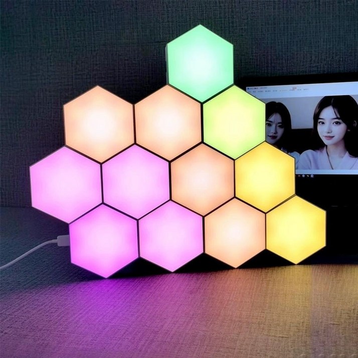 셀프 인테리어 DIY 조명 소리 포착 리듬 LED 터치무드등 RGB 게이밍조명 벽걸이 천공없음 인테리어 조명