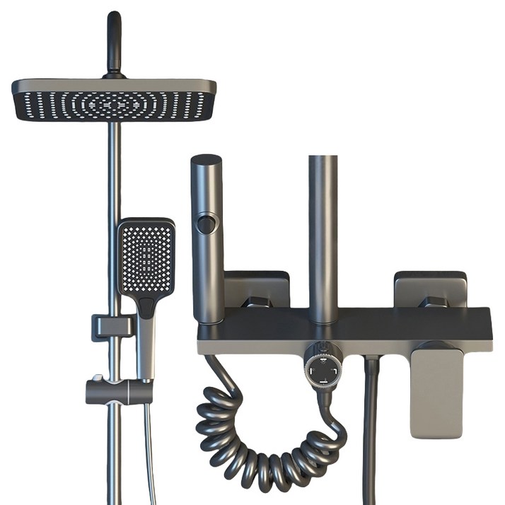 욕실 해바라기 샤워기 세트 4단 조절 해바라기수전 샤워기세트 가능 수납 가능한 선반 샤워기 욕실 샤워 수전 레인샤워