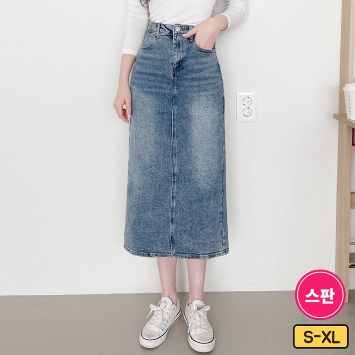 바비팩토리 여성용 너무편한 스판 뒷트임 롱 기장 데님 스커트 치마 빅사이즈 까지 바비팩토리 여성용 너무편한 스판 뒷트임 롱 기장 데님 스커트 치마 빅사이즈 까지