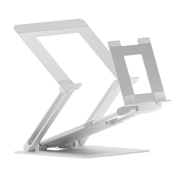 프레임바이 DW 스탠드 프로 실버 듀얼 노트북 태블릿 거치대 알루미늄 스탠드, 실버, 1개