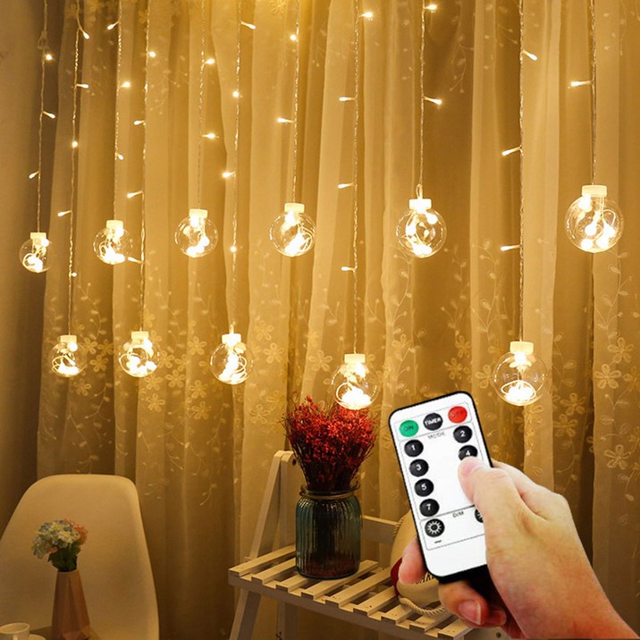 21세기트랜드 8모드 USB 리모컨 소원볼 가랜드 줄조명 108구, 웜화이트, 108구, 1개