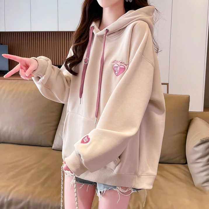 메이첼 스트링 베어 레터링 자수 앞포켓 긴팔 후드티 13544 메이첼 스트링 베어 레터링 자수 앞포켓 긴팔 후드티 13544