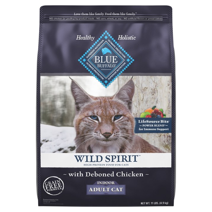 블루버팔로 어덜트 고양이 와일드 스피릿 인도어 건식사료, 닭, 4.9kg, 1개