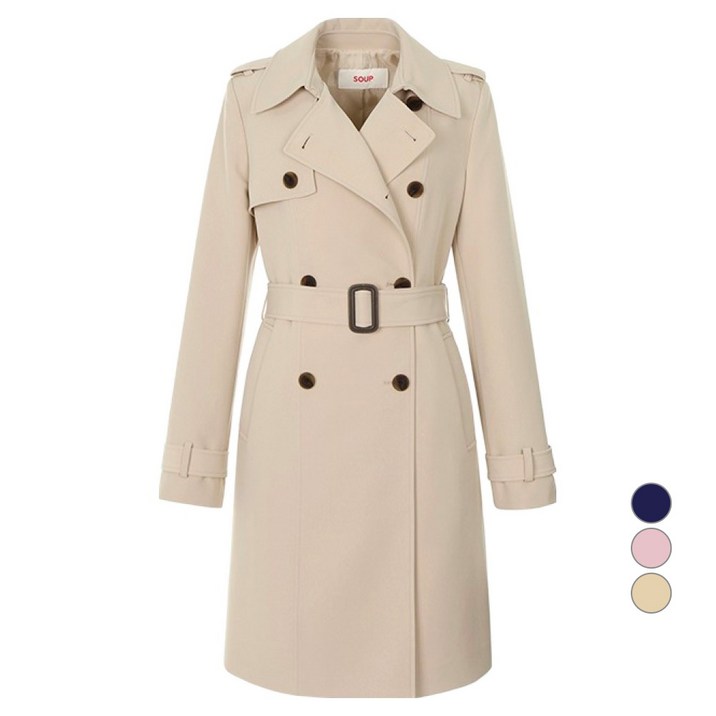 숲 여성용 더블 미디 트렌치 코트 SA3BB90