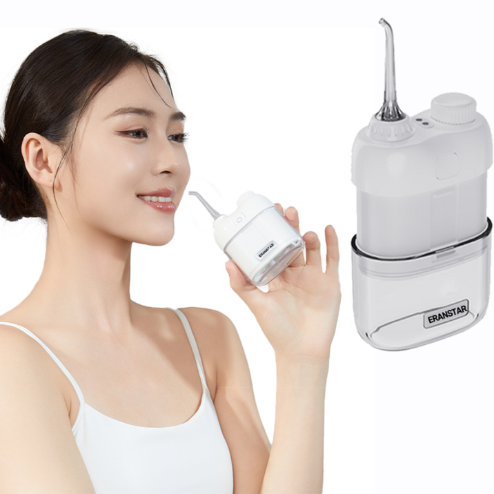 ERAN스타 미니 무선 물치실 구강세정기 IPX7급 방수 휴대용/여행용/캠핑용/출장용, 화이트