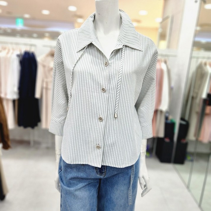 KL 스트라이프 블라우스 KMWBLQE300_DG_DG