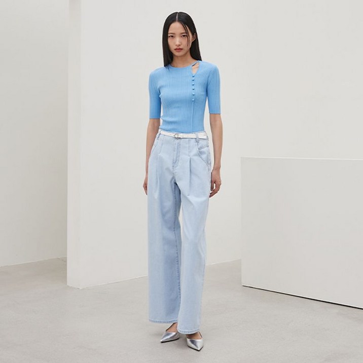 에고이스트 핀턱 와이드핏 벨티드 데님 팬츠 EQ2DP362