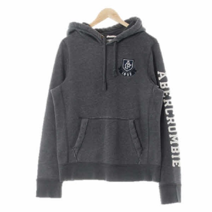 5358 아베크롬비 그레이 면혼방 패치레터링후드티 M