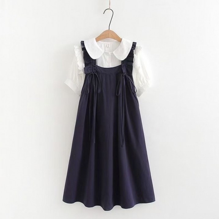 해피유통어린이 셔츠 스타일 멜빵 원피스 세트 사랑스럽고 상큼한 스타일14세 이상 XG03