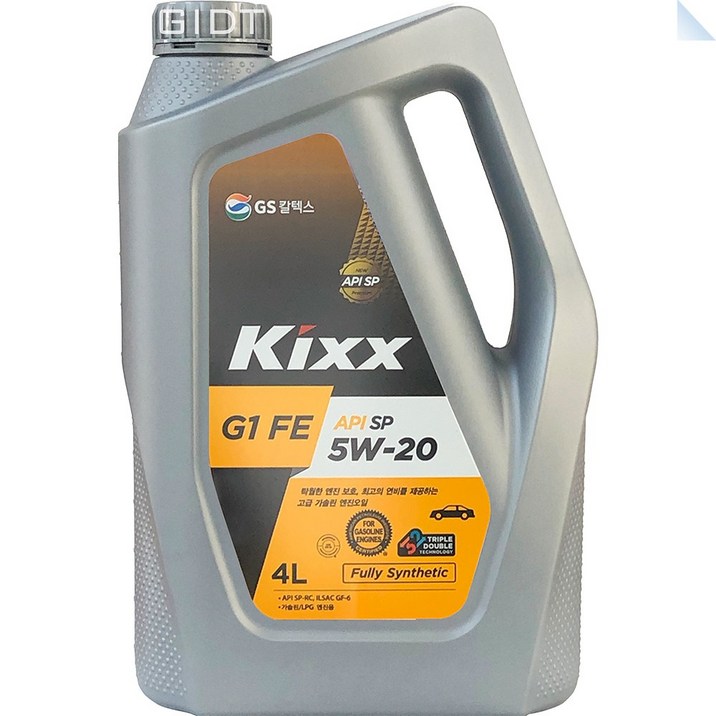 GS칼텍스 킥스 Kixx G1 FE SP 5W20 4L 합성 가솔린 LPG 엔진오일 4행정 오토바이 GDI, 5w20, 1개, Kixx G1 FE SP 5W20 4L