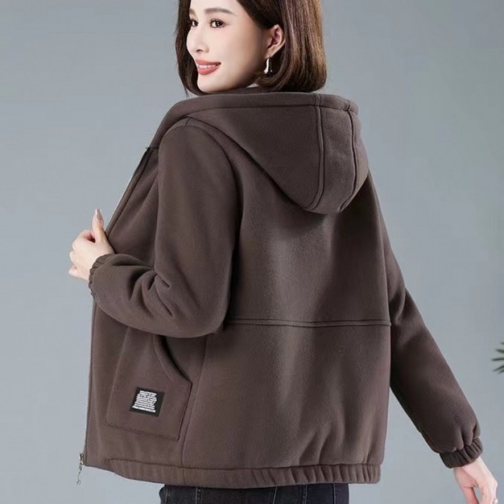 여성용 후드 집업 자켓 넉넉한 핏 플리스 가을 겨울 캐주얼 스타일rll