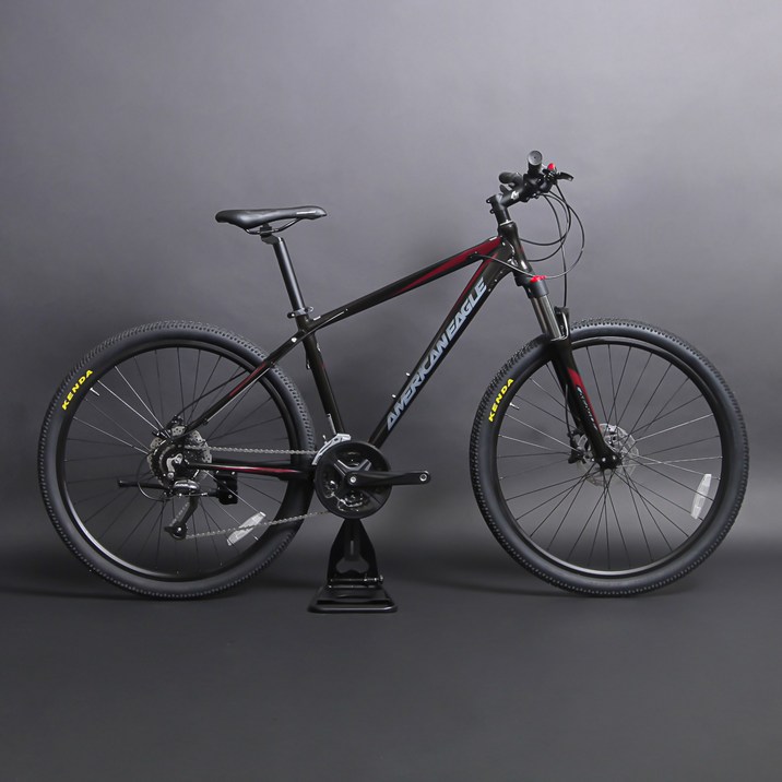 시마노27단 유압식 입문용 27.5인치 산악인증 MTB 자전거, 블랙/레드, 1개