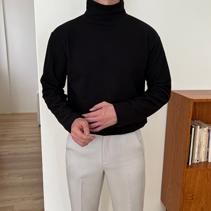 남자 반폴라 티셔츠 포근 소프트 기모 목티 후리스 폴라 반목 가을 겨울 이너 옷 코디 7647848272