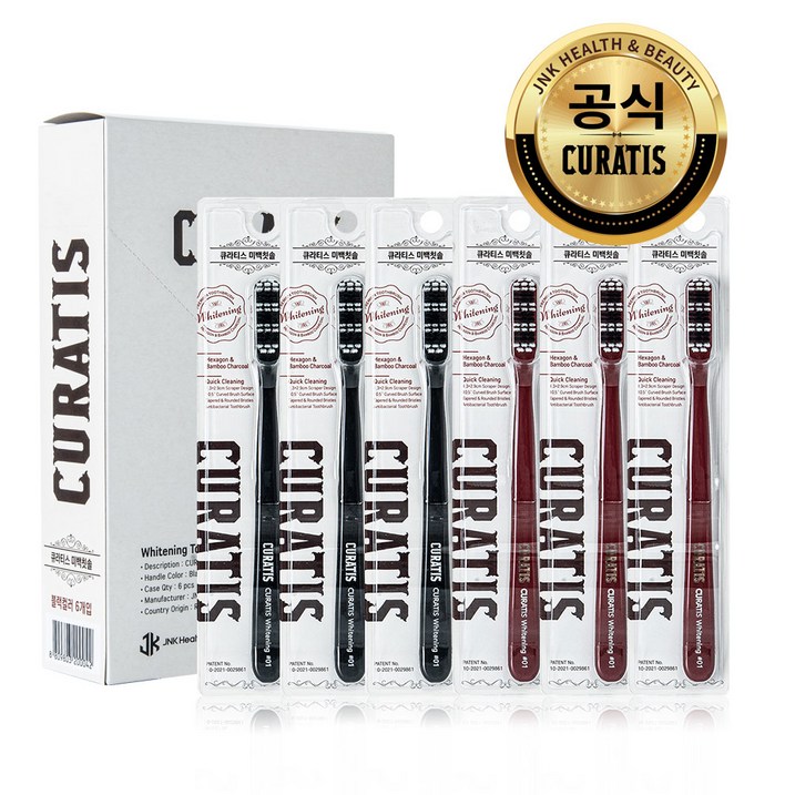큐라티스 와이드 왕 대왕칫솔 미백칫솔 셀프 치석케어 Whitening 6개세트, 6개, 1개