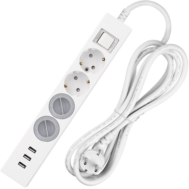 스윗홈 과부하차단 USB 3포트 멀티탭 4구 HOMEMO16AU4  안전커버 2p 세트, 3m, 1세트