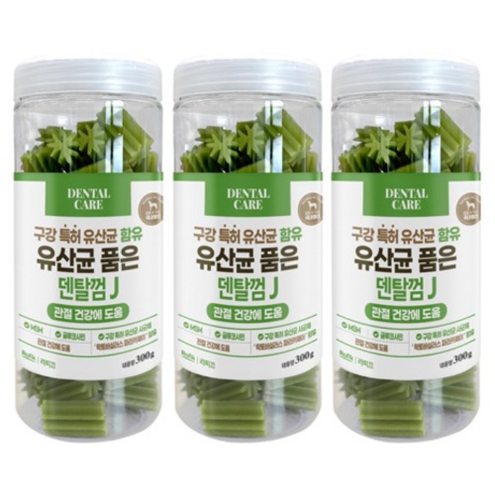 라피끄 유산균 품은 덴탈껌 J, 300g, 3개, 관절 건강