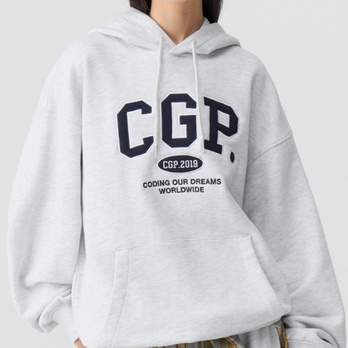 코드그라피 여성 후드티 CGP 아치 빅 로고 라이트그레이