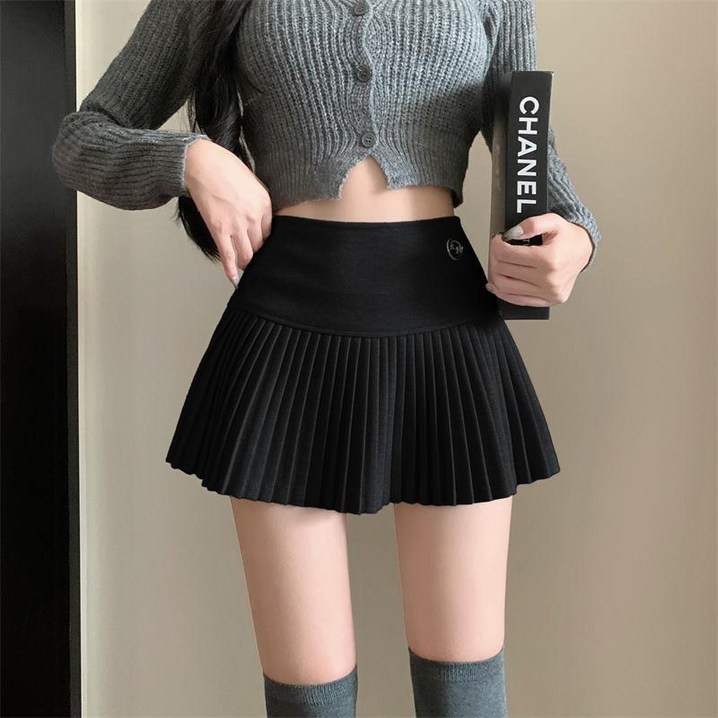 에이투도어 A라인 모직 플리츠 주름 미니 스커트 에이투도어 A라인 모직 플리츠 주름 미니 스커트