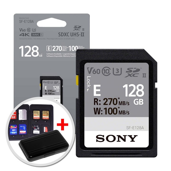소니코리아정품 SDXC UHSII V60 V30 SD 메모리카드 SFE128A E256 E64A 케이스증정