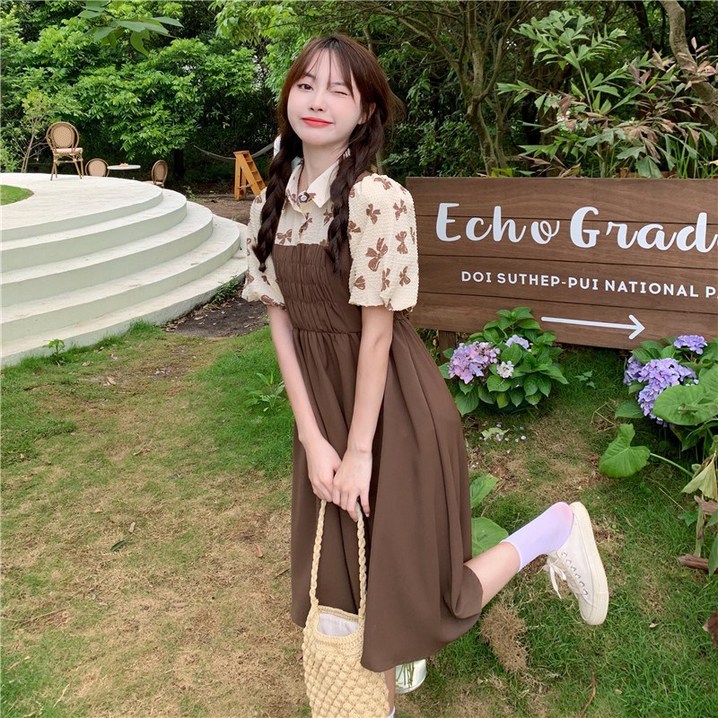 올리비아제이 여름 러블리 캐주얼 캉캉 반팔 퍼프소매 캉캉 원피스