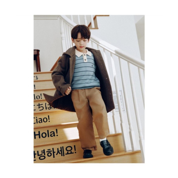 빈폴 BEANPOLE 키즈 KIDS 스트라이프 칼라 풀오버 니트 스카이 블루 BI5951U02Q BI59