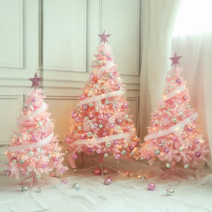 핑크트리 핑크 크리스마스 트리 가정용 장식 선물 연말파티 분위기 1.2M 1.5M 1.8M, 1.8M, 트리A세트