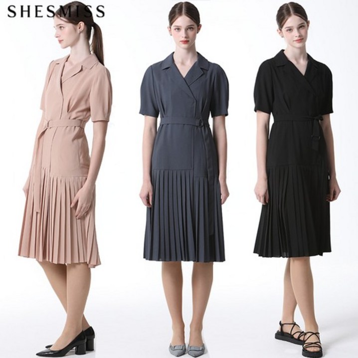 르오트 쉬즈미스SHESMISS 우아한 레이디 퍼프소매 플리츠 원피스 르오트 쉬즈미스SHESMISS 우아한 레이디 퍼프소매 플리츠 원피스