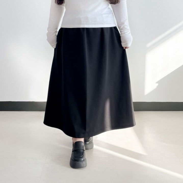77130 피니유 라인 예쁜 기모 스커트 빅사이즈 겨울 롱치마 A라인 6XL