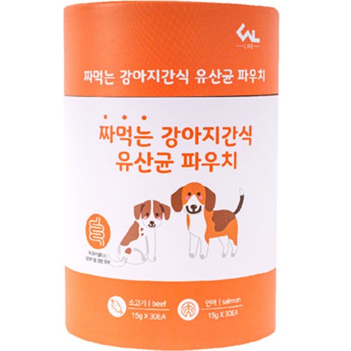 씨엔앨라이프 짜먹는 강아지간식 유산균 파우치 15g 2종 30p + 30p