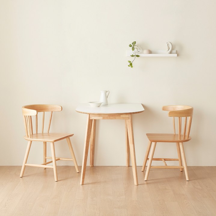 로엔 반타원 테이블 1인용 800 방문설치, 화이트(상판), 우드네추럴(다릿발)
