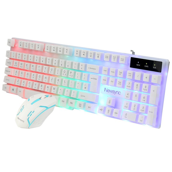 비트엠 RGB 게이밍 키보드 마우스 세트, BITK-WT10, 화이트, 일반형