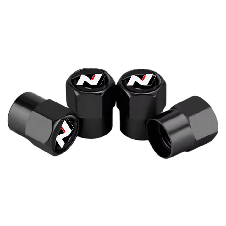 현대 N라인 타이어 에어캡 밸브캡 마개 현대자동차 4P 1세트 블랙, 검정, 4개
